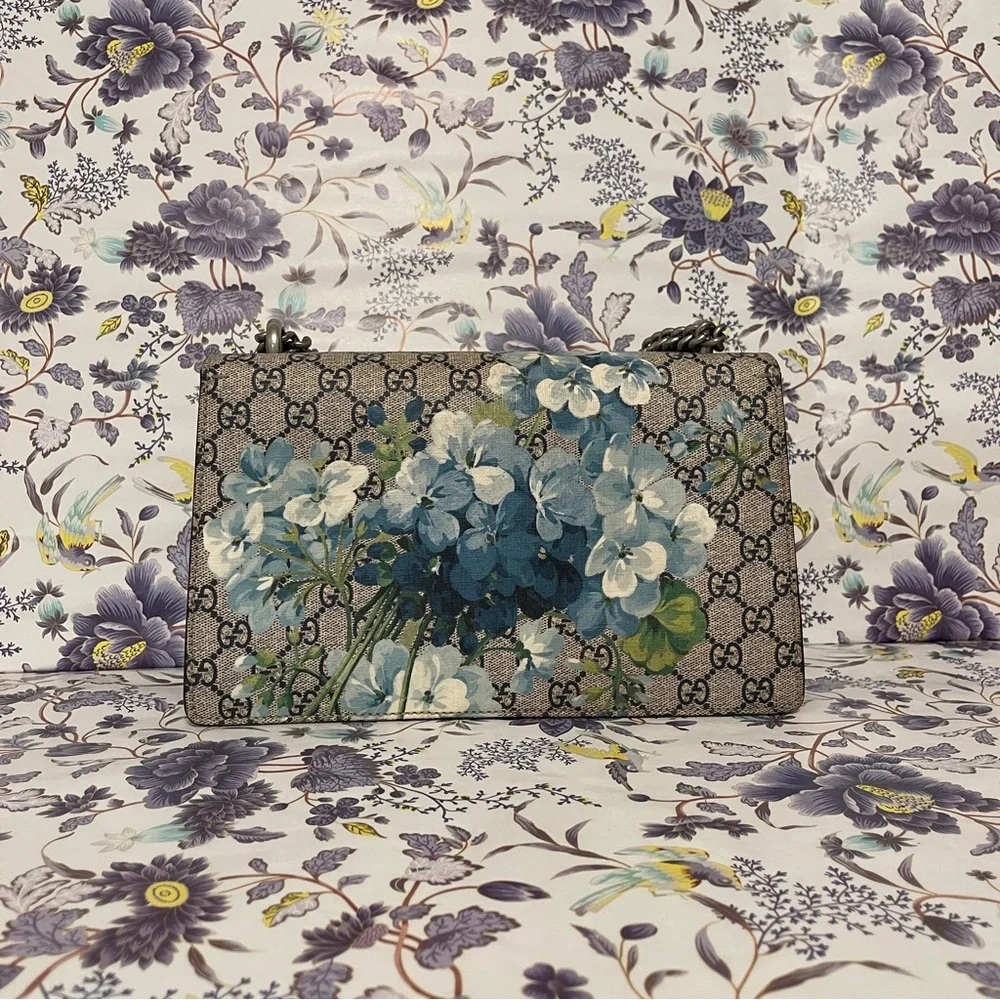 Gucci Dionysus GG Supreme Blooms Shoulder Bag Suede Interior Authentic - Picture 2 of 15